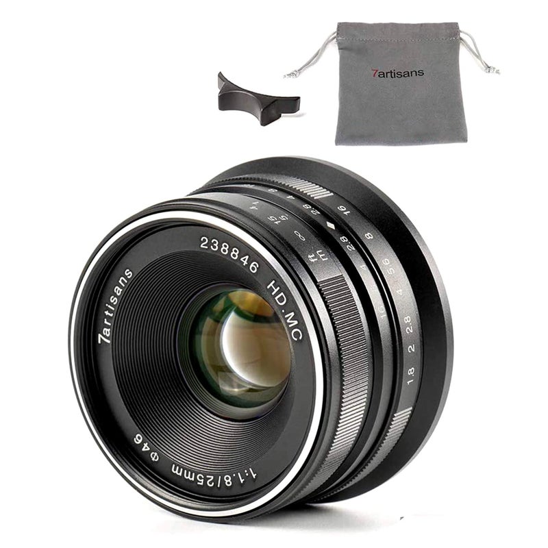 7artisans 25mm F1.8 APS-C Format Portrait Lens Compatible with Fujifilm X-Mount X-A1 X-A10 X-A2 X-A3 X-at X-M1 XM2 X-T1 X-T10 X-T2 X-T20 X-Pro1 X-Pro2 X-E1 X-E2 X-E2s Camera - Image 1